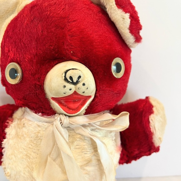 Red Rubber-faced Vintage Teddy Bear Plush Likely from the 1950s 12” - Picture 3 of 7